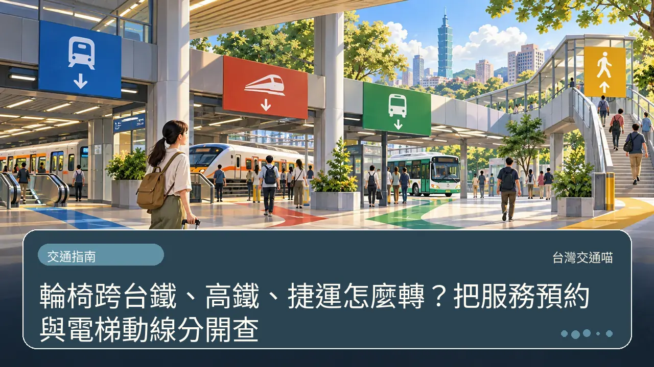 輪椅跨台鐵、高鐵、捷運怎麼轉?把服務預約與電梯動線分開查主題插畫