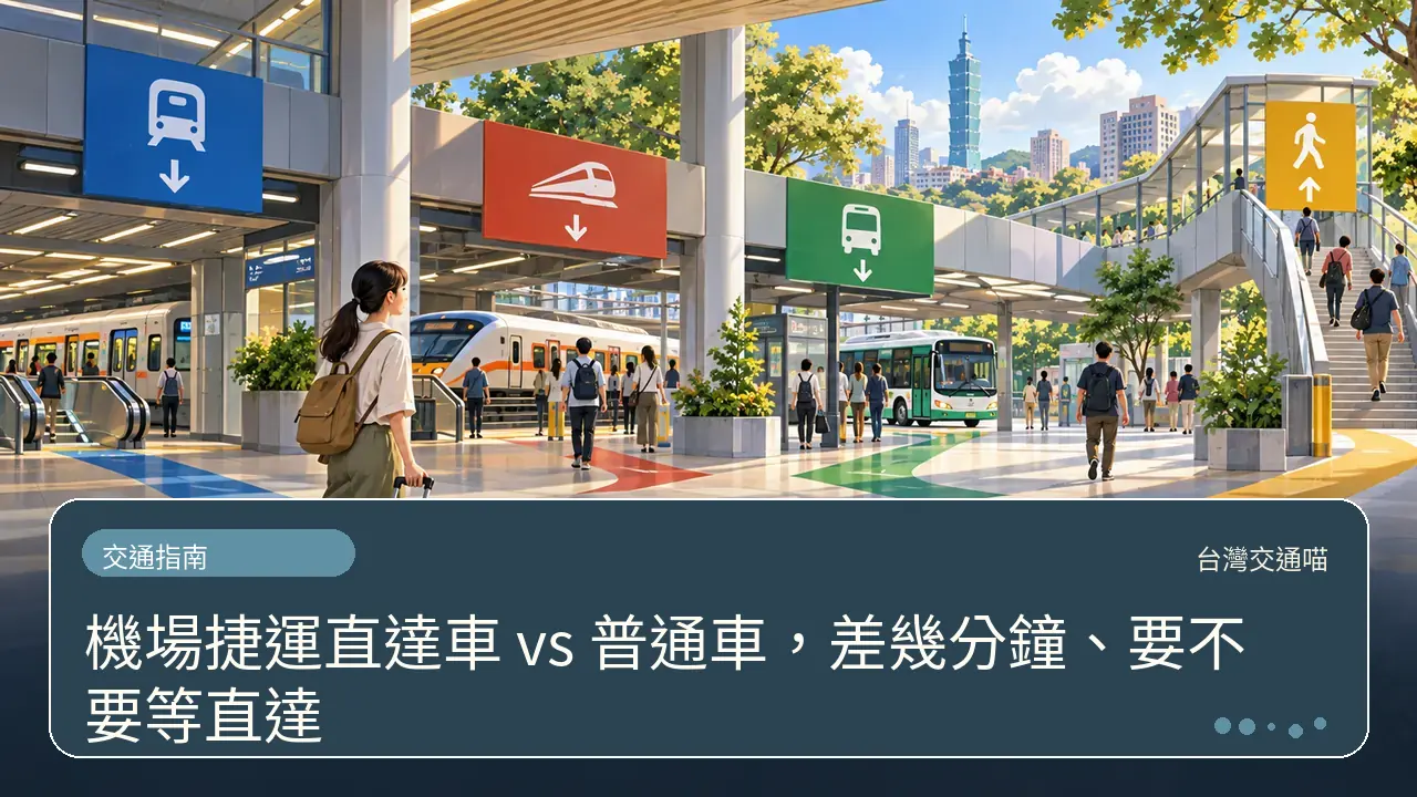 機場捷運直達車 vs 普通車，差幾分鐘、要不要等直達主題插畫