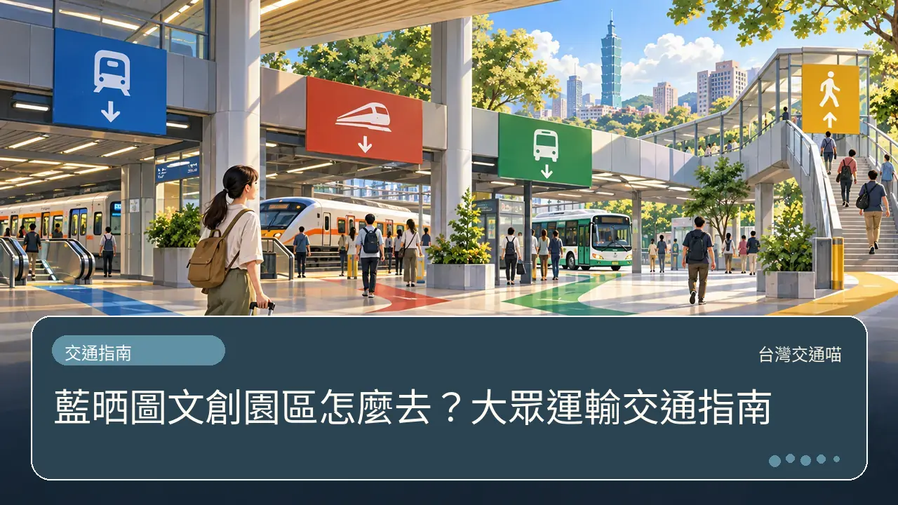 藍晒圖文創園區怎麼去？大眾運輸交通指南主題插畫