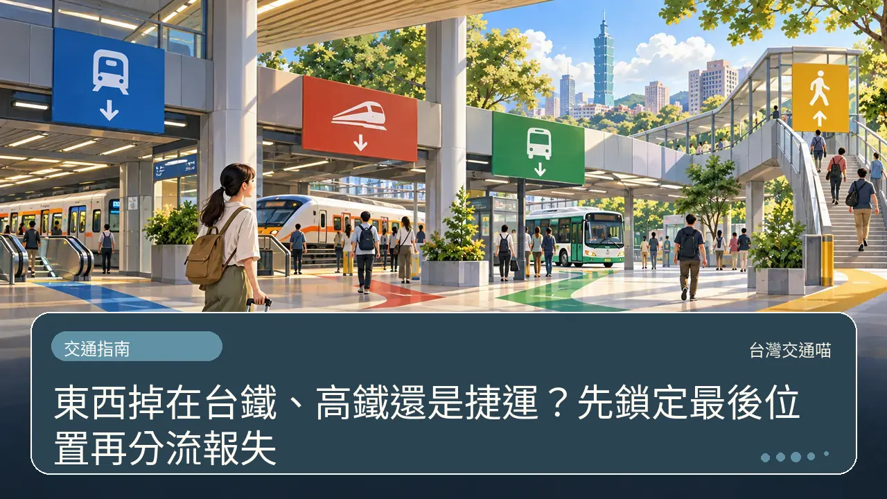 東西掉在台鐵、高鐵還是捷運?先鎖定最後位置再分流報失主題插畫