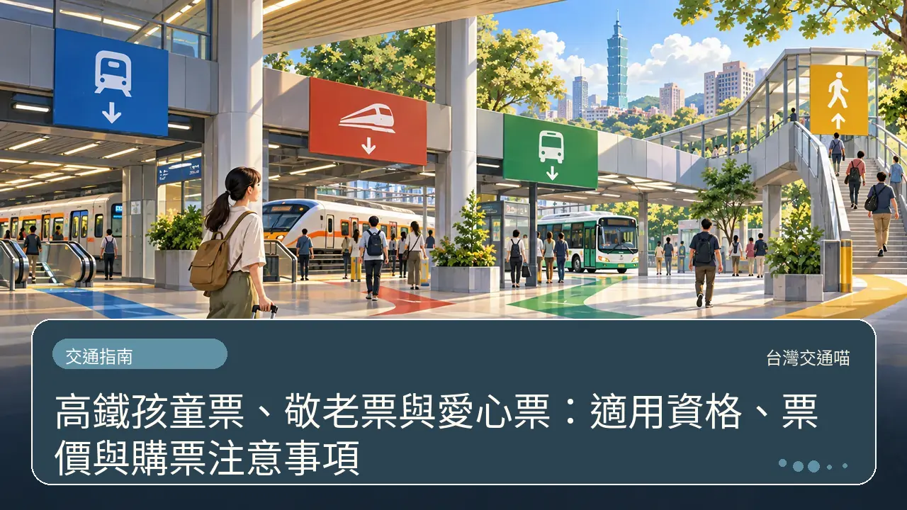 高鐵孩童票、敬老票與愛心票：適用資格、票價與購票注意事項主題插畫