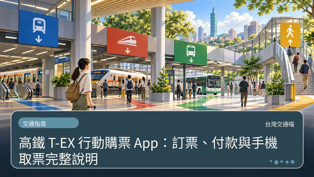 高鐵 T-EX 行動購票 App：訂票、付款與手機取票完整說明主題插畫