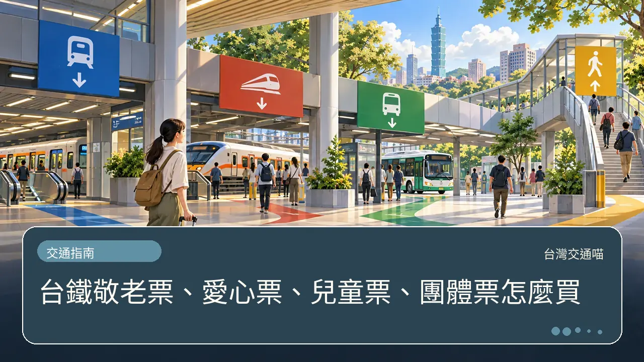台鐵敬老票、愛心票、兒童票、團體票怎麼買主題插畫