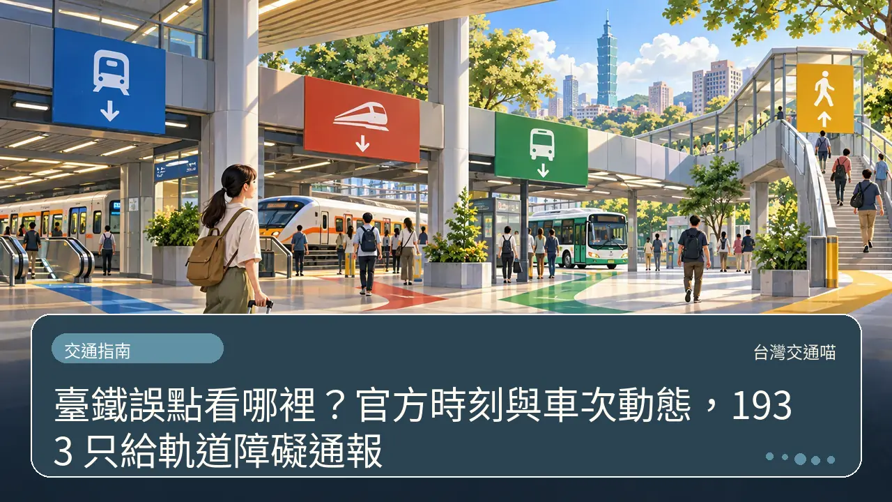 臺鐵誤點看哪裡?官方時刻與車次動態,1933 只給軌道障礙通報主題插畫